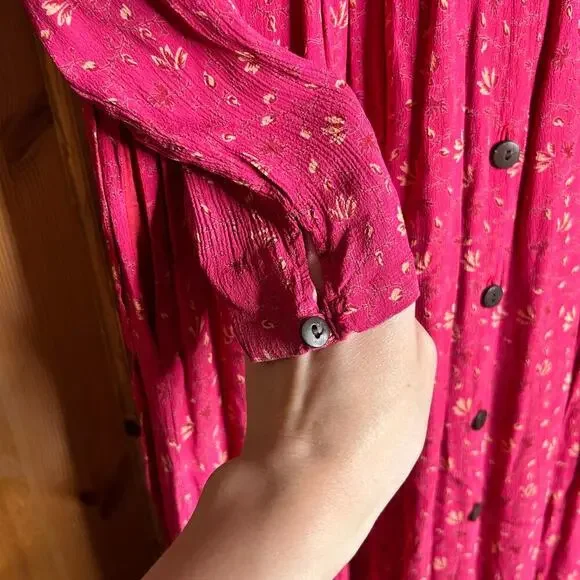 April Cornell Button Front Midi Dress‎ Women’s Medium Cottagecore Prairie Modest - Picture 7 of 11